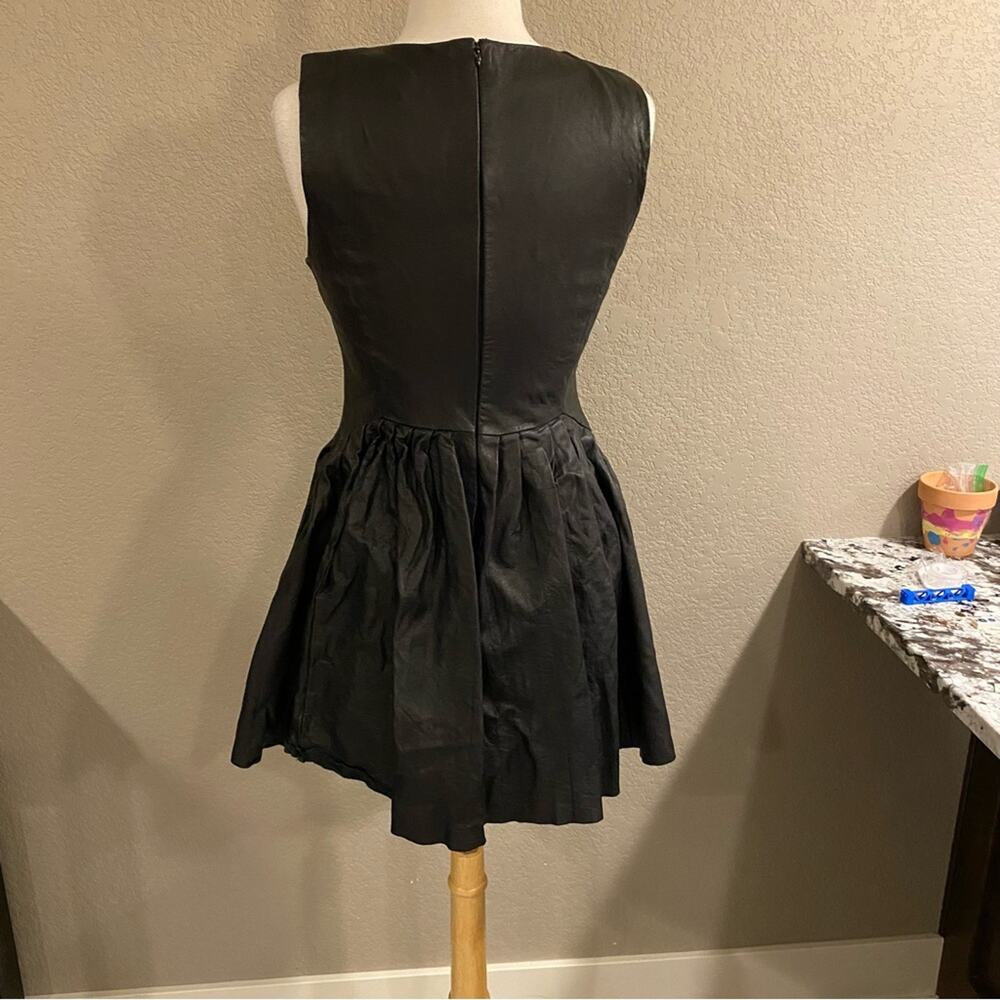 Rebecca Minkoff Leather Pleated Dress Black 10 - Picture 8 of 11